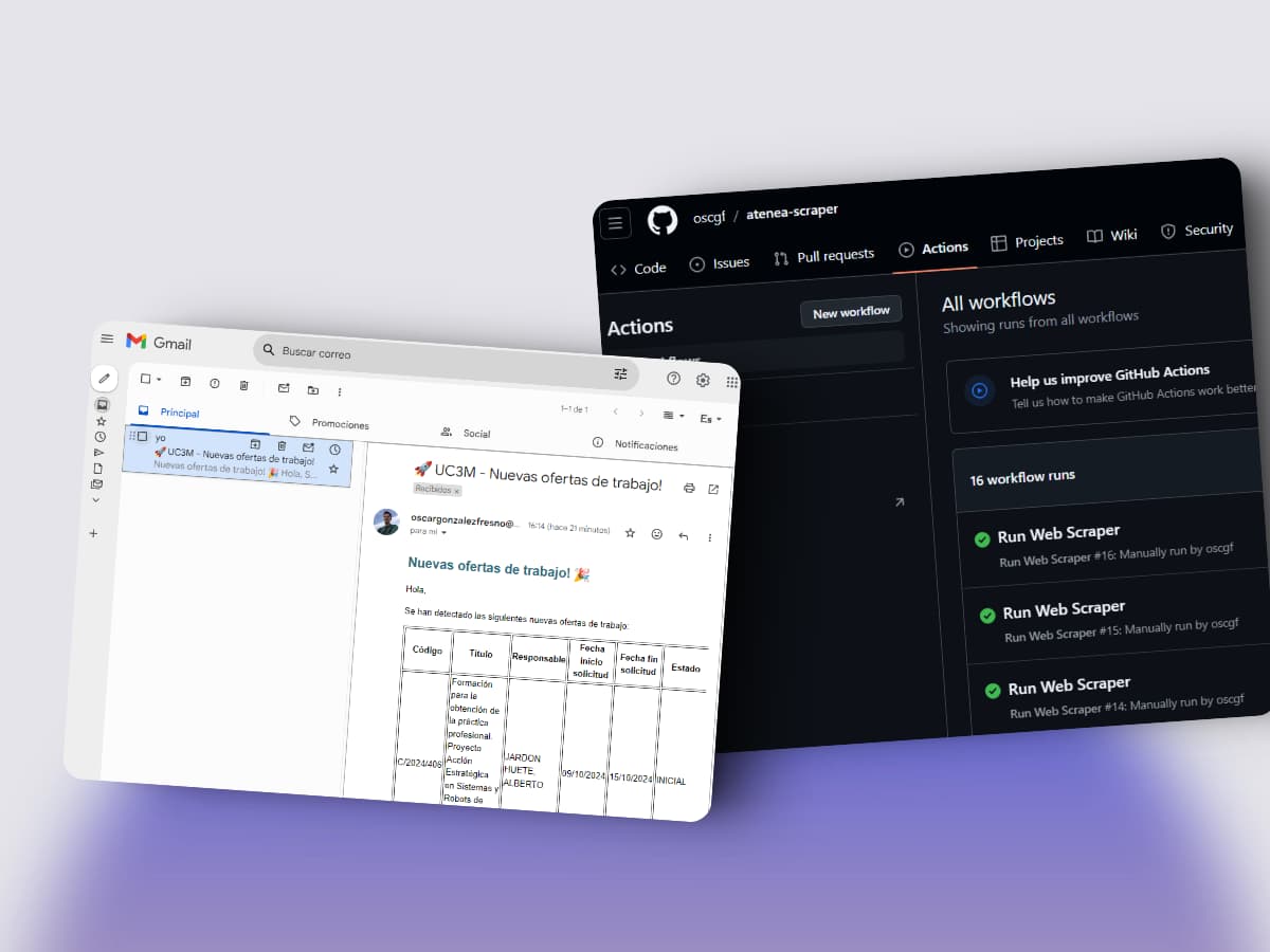 mail and github workflow examplo